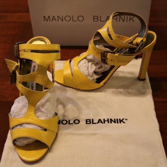 Manolo Blahnik Rangiora Yellow 38.5 - Picture 1 of 4
